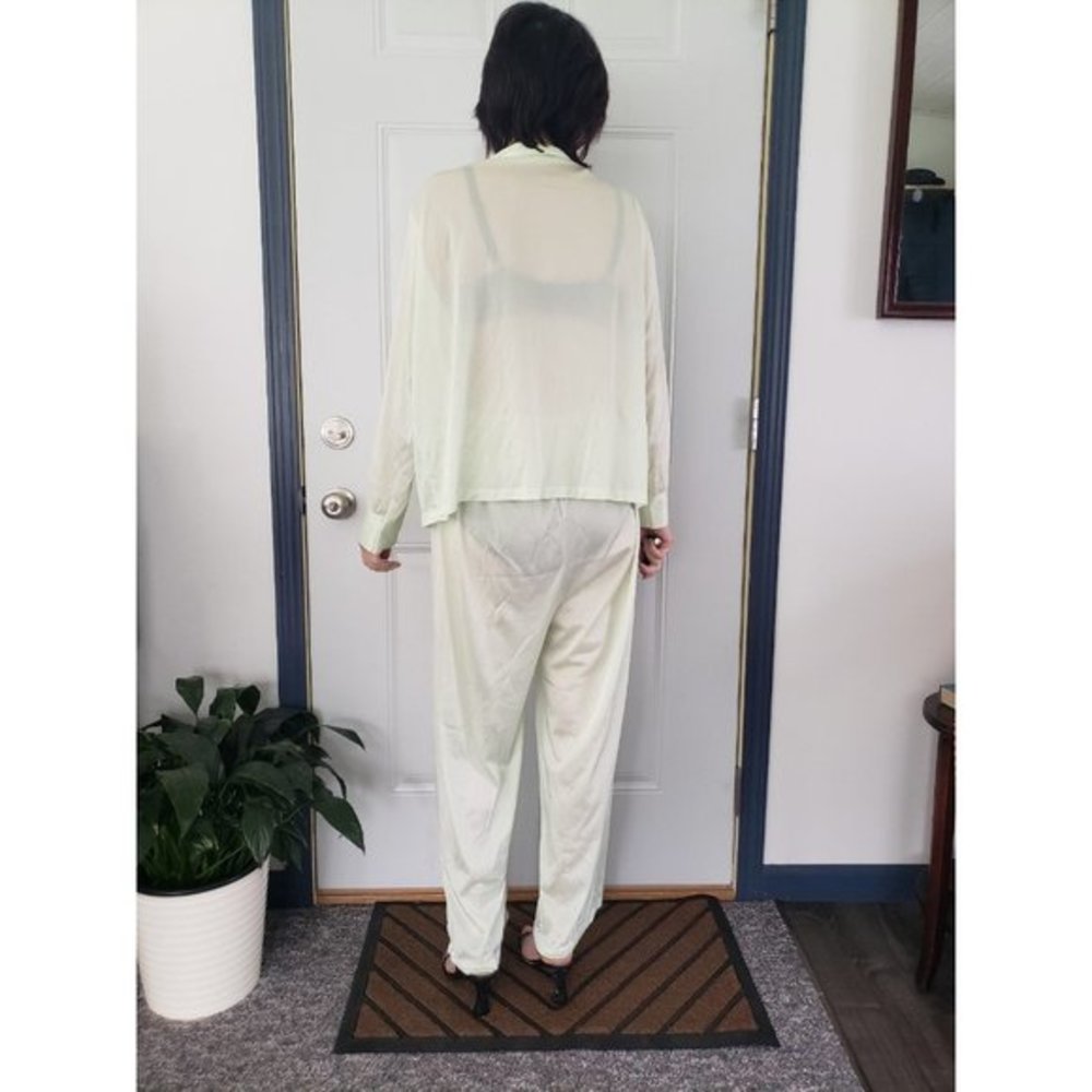 80s Green Satin Pajama Set - Picture 3 of 4